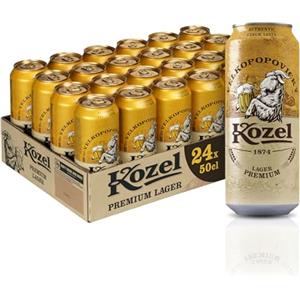 Kozel Birra Premium Lager, Cassa Birra con 24 Birre in Lattina da 50 cl, 12 L, Pale Lager dal Gusto Ricco e Bilanciato, Gradazione Alcolica 4.6% Vol