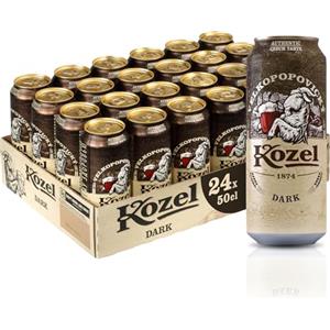 Kozel Birra Lager Dark, Cassa Birra con 24 Birre in Lattina da 50 cl, 12 L, Gusto Morbido e Rinfrescante