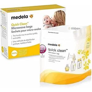 Medela Quick Clean Microwave Bags - Fast and convenient cleaning of breast pump parts or accessories, reusable, pack of 5