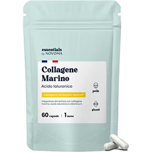 NOVOMA Collagene Acido Ialuronico con Vitamina C, Integratore per Pelle, Articolazioni e Ossa, 800mg Collagene Idrolizzato Puro NATICOL, Essentials by Novoma (60 Unità (Confezione da 1))