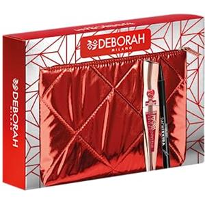 Deborah Milano - Pochette Idea Regalo, include Mascara Instant Maxi Volume con Olio di Melograno e Eyeliner Pen 24 Ore Extra Nero, N.08