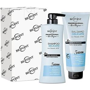Biopoint Professional Hair Program - Kit DELICATO per Lavaggi Frequenti in 2 Step, contiene Shampoo 400 ml + Balsamo 350ml, Idrata e Nutre i capelli in soli 2 minuti di posa