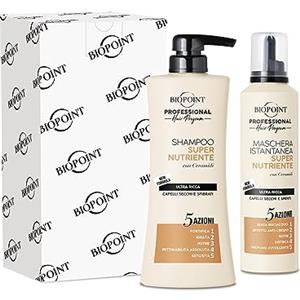 Biopoint Professional Hair Program - Kit SUPER NUTRIENTE, contiene Shampoo 400ml + Mousse Maschera Istantanea Senza Risciacquo 250ml, dona Vitalità e Bellezza ai capelli secchi e spenti