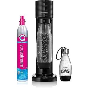 SodaStream Gasatore Gaia Nero d'Acqua per realizzare Acqua Frizzante, Include 1 Bottiglia da 1 Litro, 1 Bottiglia da 0,5 L e 1 Cilindro di Anidride Carbonica Co2 Alimentare da 425gr con Attacco Rapico