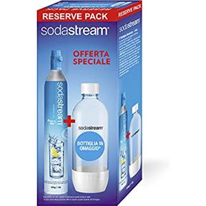 SodaStream Cilindro Ricarica Gas CO2 In Licenza D'Uso Per Gasatore + Bottiglia PET Da 1 Litro Per Gasatore