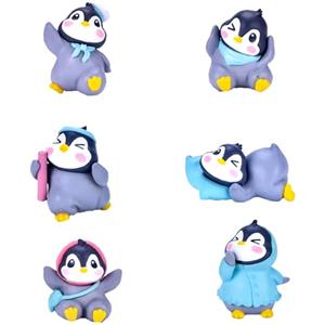Zhlearda Pinguino Figurine Ornamenti, 6pezzi Mini Pinguino Figurine, Realistico Animali Giocattolo, Carino Decorazioni Torta, Giochi Educativo Regalo, Figurine di Pinguino per Fata GiardinoMicro Decorazione