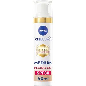 NIVEA Cellular Luminous630 Fluido CC Cream SPF 30 3-in-1 Medium 40 ml, Crema colorata viso con pigmenti incapsulati e tripla azione anti-macchie, Crema antimacchie viso con Acido Ialuronico