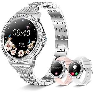 Iaret Smartwatch Donna Chiamate Bluetooth, 1.32'' HD Smart Watch Fisiologia Femminile SpO2 Sonno Cardiofrequenzimetro Contapassi, 20 modalità Sport Notifiche Messaggi Orologio Android iOS, Argento