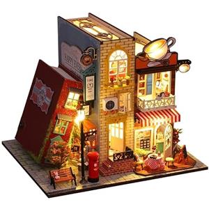 CRIOLPO Miniatura casa delle Bambole, Fai da Te Kit di Dollhouse di Legno, DIY Casa delle Bambole in Legno Majestic Mansion con Accessori e Mobili Book Nook Kit (Fuori dal libro)