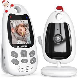 BOIFUN Baby Monitor, Videocamera schermo da 2.0'' 750mAh Supporto batteria ricaricabile VOX Visione notturna Visione di temperatura 8 ninne nanne per bambino/anziano/animale domestico Solo movimento