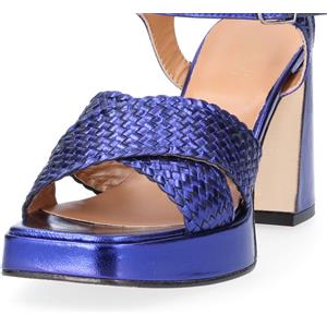 Galieti Sandali in pelle con fasce intrecciate tacco 9,5 cm