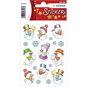 HERMA 3216 Adesivi natalizi con pupazzi di neve (27 adesivi, carta opaca), autoadesivi, adesivi per Natale, regali, fai da te, calendario dell'Avvento, colorati