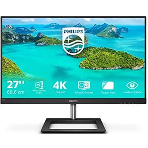 Philips Monitors 278E1A Monitor Uhd Da 27 Pollici, 3840 x 2160, 60 Hz, Hdmi, Displayport, Nero, 27 Pollici, Curvo 4K