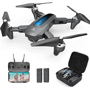 DEERC D10 Drone Pieghevole con Fotocamera per Adulti 2K HD FPV Live Video, Tap Fly, Controllo Gesto, Selfie, Altitudine Hold, Modalità Headless, Quadcopter RC per Principianti con 2 Batterie