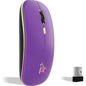 TQQ Mouse wireless ricaricabile, mouse retroilluminato a 7 colori con mini ricevitore USB da 2,4 GHz, mouse gaming, compatibile con laptop, PC, computer, Chromebook, Notebook e iPad Etc