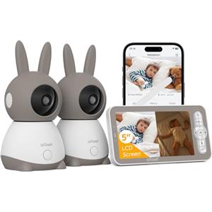 ieGeek Baby Monitor Video e Audio 2K con 2 Fotocamere, 5'' Telecamera Bambini con Schermo Diviso Supporto Controllo Tramite APP Mobile & Monitor, 3 Tipi di Rilevamento Intelligente