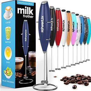 PowerLix Frullino Montalatte Elettrico Cappuccino - Schiumatore Latte con Supporto in Acciaio Inossidabile, 15-20s, Potente 19000rpm, Montalatte Manuale per Latte, Cappuccino, Caffè,Profondo Blu