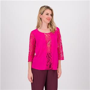 Caterina Lancini Blusa in viscosa con maniche e inserto in pizzo