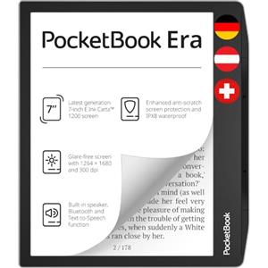 PocketBook e-Book Reader Era (16 GB di memoria, 17,8 cm (7), E-Ink Carta 1200, Touch screen, Retroilluminazione, Wi-Fi, Bluetooth) Stardust Silver