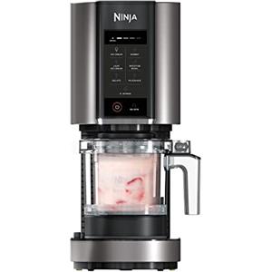 Ninja CREAMi Gelatiera, macchina per gelato e dessert congelati, 1,4 l, 3 vasetti, 7 programmi, per gelati, sorbetti, frullati, frappè, nero/argento, NC300EU