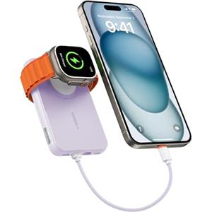 VEGER Power Bank 10000mAh con Cavi Integrati per iPhone Apple Watch Samsung Huawei,20W PD Ricarica Rapida Mini Powerbank USB C Batteria Esterna 4 Ingressi e 3 Uscite con LED Display