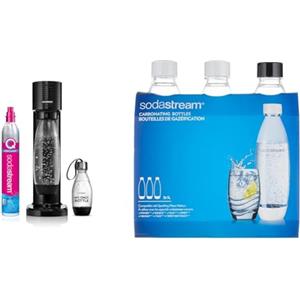 SodaStream Gasatore Gaia Nero d'Acqua per realizzare Acqua Frizzante & Bottiglie Fuse per Gasatore Source, Play, Power, Spirit, Fizzi e Genesis, Capienza 1 litro, Confezione da 3 (3 x 1 L)