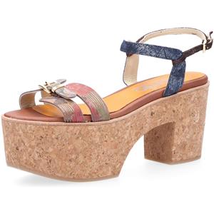 Ebarrito Sandali in pelle patchwork tacco 9 cm in sughero
