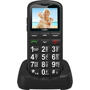 uleway Telefono Cellulare per Persone Anziane, G180 Senior, GSM Dual Sim con Tasti Grandi e Facile da Usare, Funzione SOS,Batteria di Grande Capacità, Volume Alto Con Base di Ricarica (Nero)