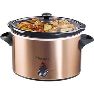 Bestron Slowcooker per 4 persone, con padella in ceramica e coperchio in vetro, termostato a 3 livelli, ideale per molti piatti come carne, zuppe e verdure, 3,5 litri, collezione di rame