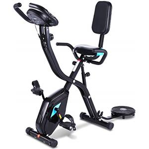 Profun Cyclette pieghevole da fitness, 10 livelli di resistenza magnetica e sedile ampio e confortevole, bicicletta di esercizio da interni, supporto per tablet e monitor digitale