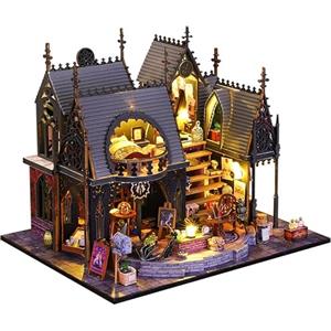 CRIOLPO Miniatura casa delle Bambole, Fai da Te Kit di Dollhouse di Legno, DIY Casa delle Bambole in Legno Majestic Mansion con Accessori e Mobili Book Nook Kit(La casa magica di Luna)