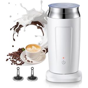 HOUSNAT Montalatte Elettrico Cappuccino, 500W/240ML, 4 in 1 Montalatte Elettrico Automatico, 2 Rotori Riscaldamento e Schiuma per Cappuccino, Caffelatte, Cioccolata Calda, Rivestimento Antiaderente