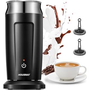 HOUSNAT Montalatte Elettrico Cappuccinatore HOUSNAT, 500W, 240ML, Schiumatore Automatico One-Touch con 4 Modalità, Riscaldamento e Schiuma per Caffelatte, Cappuccino, Cioccolata Calda