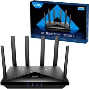 Cudy Router WiFi 4G LTE Cat 12, Qualcomm Chipset, Router modem LTE, Router cellulare Dual SIM 4G, WiFi Dual Band AC1200, 4 porte Gigabit, OpenVPN, WireGuard, Blocco banda, TTL, LT12