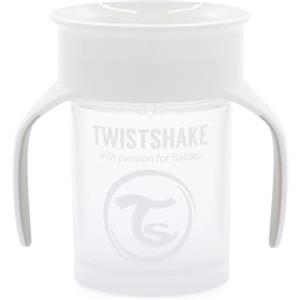 Twistshake 78931, 360 Cup Bicchiere Salvagoccia Antigoccia Bambini 230 ml, Tazza Biberon di Apprendimento da Bere, Bordo Anti-rovesciamento a 360°, Ergonomico, 6+ Mesi, Senza BPA, Bianco