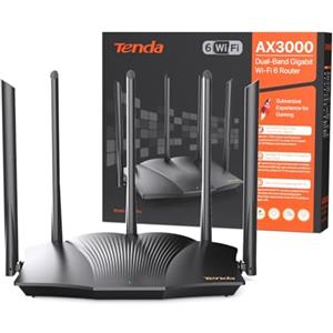 Tenda RX12 Pro Router WiFi 6 AX3000 Dual Band Gigabit, 2404Mbps/5GHz + 574 Mbps/2.4GHz, 4 Porte Gigabit, Larghezza di banda 160MHz, WiFi+ Mesh, OFDMA/VPN/WPA3/IPV6/TWT