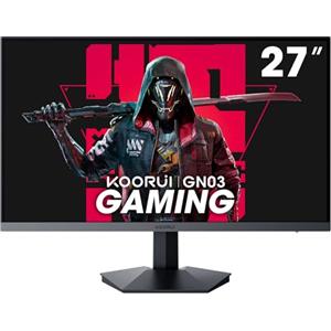 KOORUI Monitor Gaming 27 Pollici, Schermo PC QHD, 144Hz, 1ms, Adaptive Sync (2560 x 1440p, DCI-P3 90%, SRGB 100%, HDR 10, HDMI, DisplayPort, VESA 75x75)