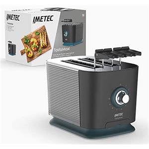 Imetec TostaMaxi Tostapane, 2 Fessure Extralarge e Pinze Apribili per Toast Extrafarciti, 10 livelli di doratura, Timer con Autospegnimento, Cassetto Raccoglibriciole, 600 Watt