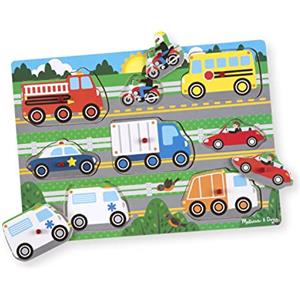 Melissa & Doug Puzzle in legno per bambini Veicoli, Regalo bambina e bambino, Giochi a incastro con veicoli per bimbo o bimba, Gioco puzzle pezzi grandi bambini 2, 3, 4, 5 anni