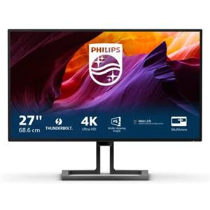 Philips Monitors Philips 27B1U7903 - Monitor UHD da 27 pollici, MiniLED, regolabile in altezza, HDR1400 (3840x2160, 60 Hz, HDMI, DisplayPort, Thunderbolt 4, hub USB) nero