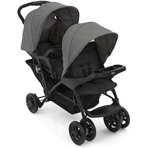 Graco - Stadium Duo passeggino gemellare maneggevole, Dalla nascita fino a 3 anni circa (max. 15 kg), colore Titanium - Compatibile con seggiolini auto i-Size SnugEssentials o SnugRide i-Size