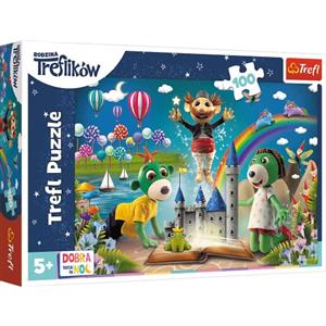 Trefl- Märchenstunde mit den Trefliks, The Family, Familie 100 Elementi, Serata da Favola con i Trefliki,per Bambini dai 5 Anni Puzzle, Colore La Famiglia, 16412