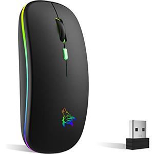 TQQ Mouse wireless ricaricabile, mouse retroilluminato a 7 colori con mini ricevitore USB da 2,4 GHz, mouse gaming, Compatibile con laptop, PC, Mac, Computer, Chromebook, Notebook