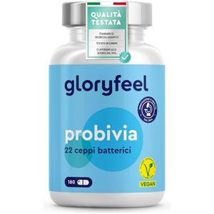 Gloryfeel Probiotici Fermenti Lattici, Probiotici per Intestino, 180 Capsule, 22 Ceppi Batterici, con Inulina, 10 miliardi di CFU Lactobacillus e Bifidobacterium per la Flora Intestinale