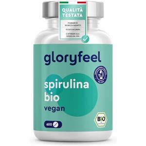 Gloryfeel Spirulina Bio, 600 compresse BIO 500 mg, Alto dosaggio, Ricca di ficocianina, proteine e vitamine, Alga Spirulina pura, Analizzata e Confezionata in Germania, Vegan e senza Additivi