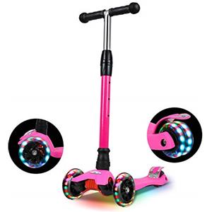 IMMEK Monopattino per Bambini a 3 Ruote - Monopattino 3 Ruote con Ruote Lampeggianti in LED,Manubrio Regolabile,Kids Scooter,Regalo per Bambini