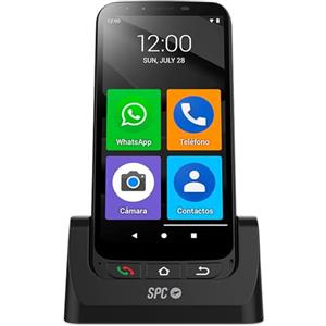 SPC Zeus 4G Pro + Coque | Smartphone Anziani Icone Grandi, Pulsante SOS, Configurazione remota | Android 11, 4GB RAM, 64GB ROM | 13MP, Base Ricarica, Nero