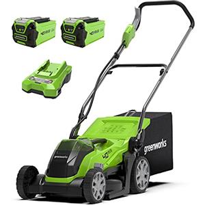 Greenworks 40V Tagliaerba a Batteria per Prati Fino a 400m², Ampiezza di Taglio 35cm, Sacca da 40L CON Due Batterie 40V 2Ah e 1 Caricabatterie, Garanzia 3 Anni-G40LM35K2X