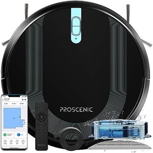 Proscenic 850T Robot Aspirapolvere Lavapavimenti, Aspirazione Potenza 3000Pa Controllo Siri & IFTTT & APP & Alexa, Serbatoio Acqua Elettrico 2-In-1 per Pulizia Domestica/Capelli/Polvere/Lavapavimenti