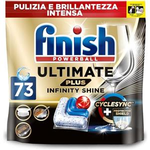 Finish Ultimate PLUS Infinity Shine Pastiglie Lavastoviglie, 146 Capsule Lavastoviglie, Pastiglie per Lavastoviglie contro lo Sporco e i Residui Incrostati